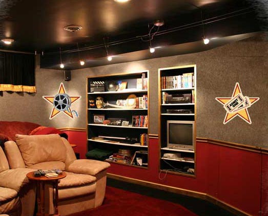 home theater wall decals, media room wall graphics