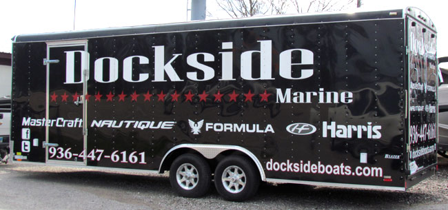 Vinyl lettering on a trailer